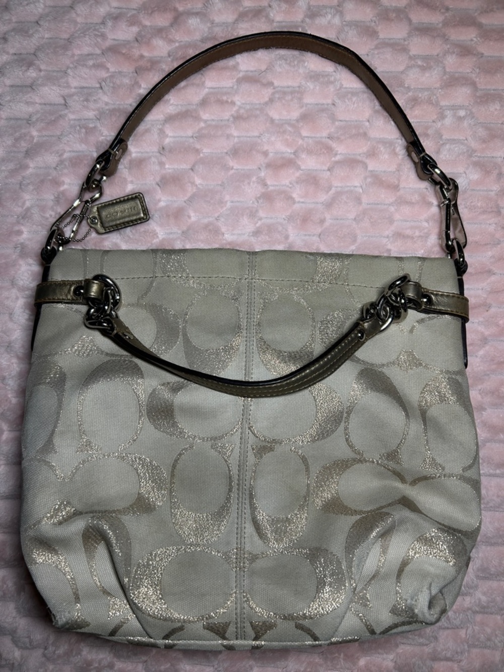 Y2K Coach Signature Metallic Jacquard Shoulder Bag